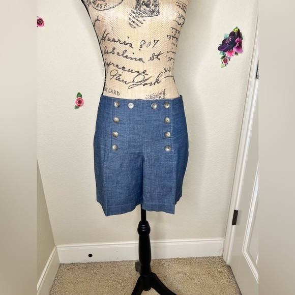 Cremieux Denim Sailor Style Light Denim Blue Shorts Size 8 - Picture 2 of 8